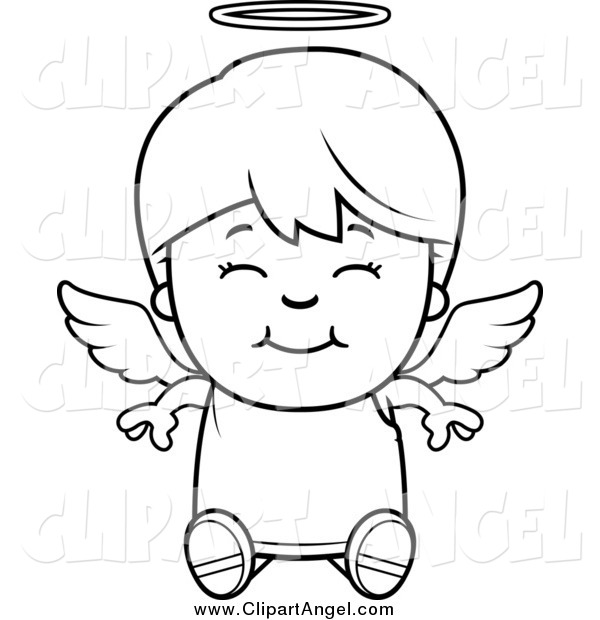 600x620 Illustration Vector Cartoon Of A Black And White Happy Sitting
