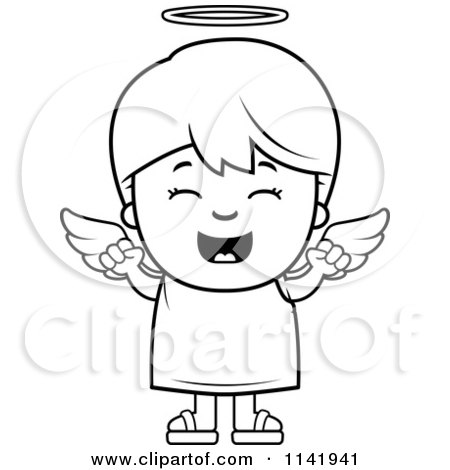 450x470 Cartoon Clipart Of A Black And White Happy Angel Boy