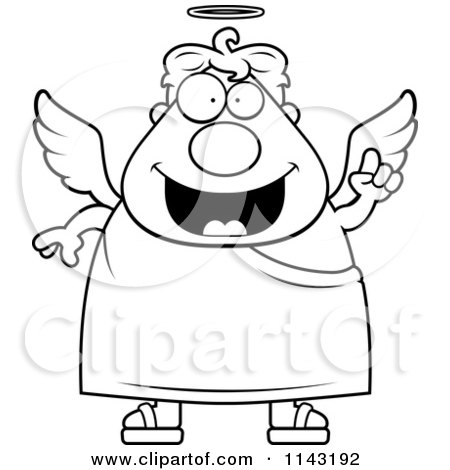 450x470 Cartoon Clipart Of A Black And White Smart Angel