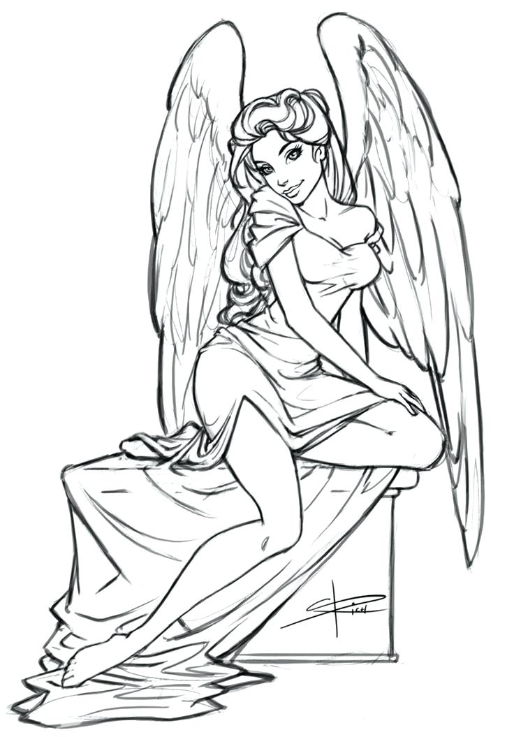 736x1055 Amazing Angel Coloring Pages Kids Cute Cartoon Nice Girl