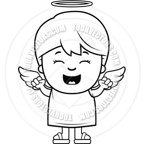 460x460 Child Angel Excited (Black And White Line Art) By Cory Thoman