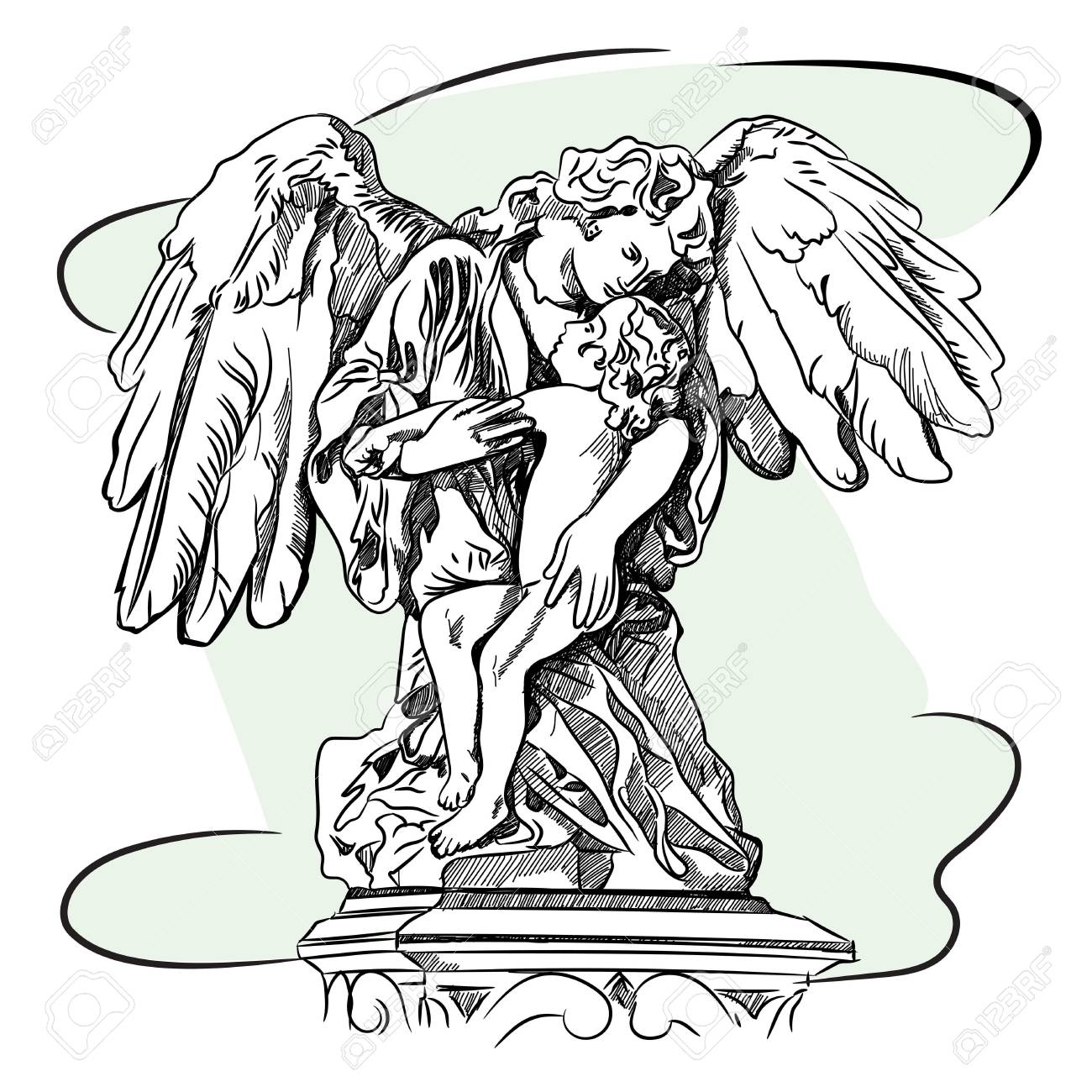 1300x1300 Marble Sculpture Of A Religious Mourning Angel With Wings