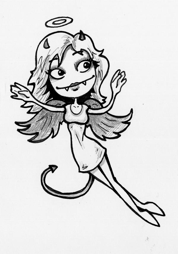 600x858 Sketch Funny Angel Devil By Huslik