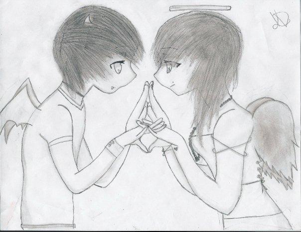 604x466 Devil And Angel Shaded By Kenziebear77