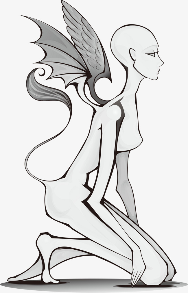 650x1014 Angel Devil Cartoon Stock Image, Cartoon Creative, Cartoon