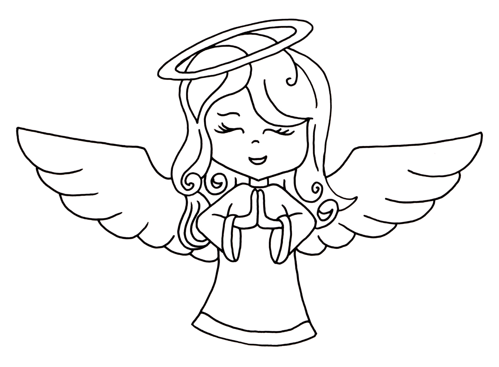 2098x1542 Angel Line Drawing Clip Art