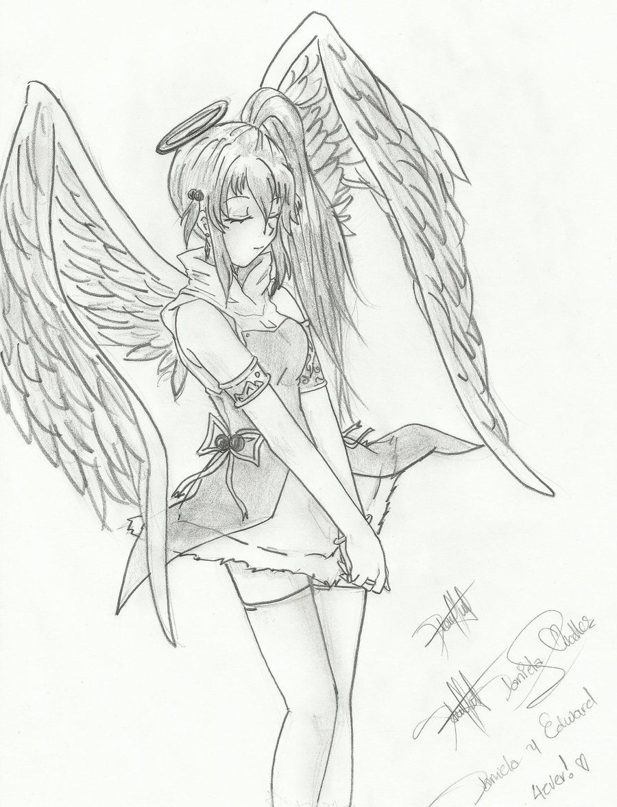 900x1176 Anime Angel Drawing