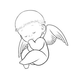 250x250 Baby Angel Drawing, Pencil, Sketch, Colorful, Realistic Art Images
