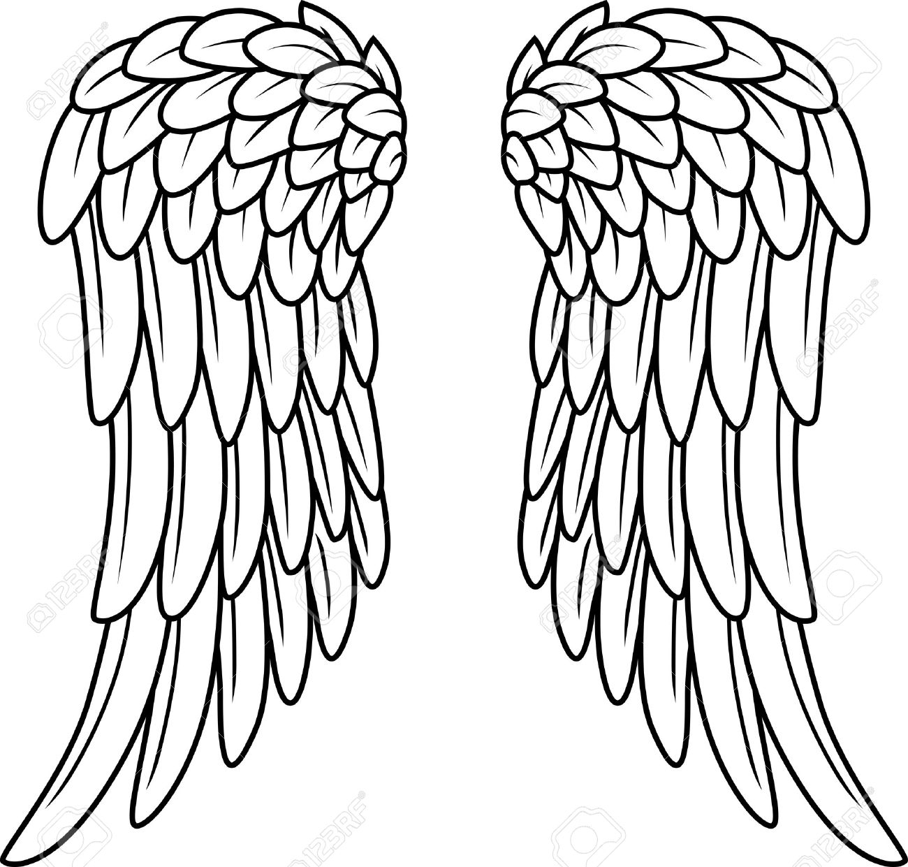1300x1241 Angel Wing Cartoon Drawings