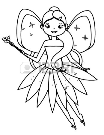 347x450 Coloring Page With Cute Flying Fairy. Color The Picture