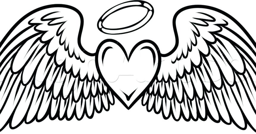 860x450 Amazing Remarkable Angel Wings Coloring Pages Print Hearts