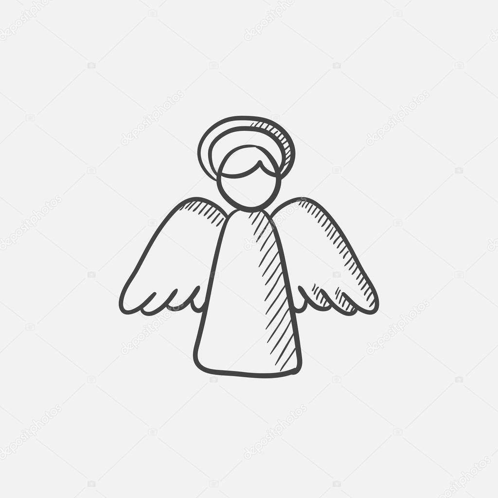1024x1024 Easter Angel Sketch Icon. Stock Vector Rastudio