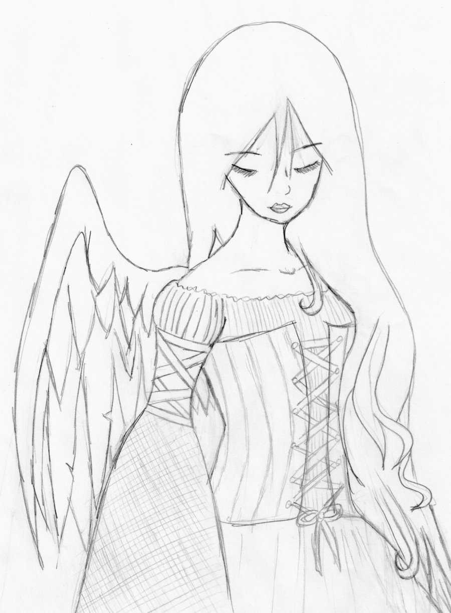 900x1221 Angel Sketch Rough By Moonmisery