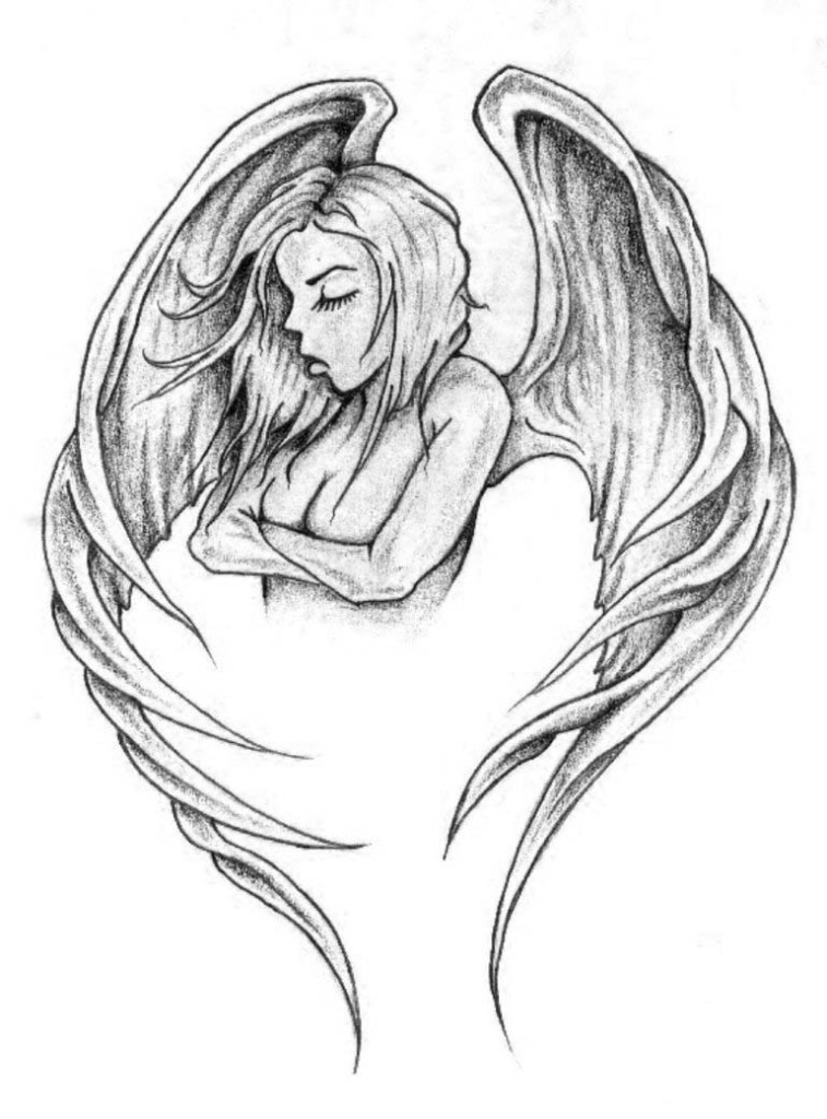 757x1024 Free Tattoo Stencil Angel