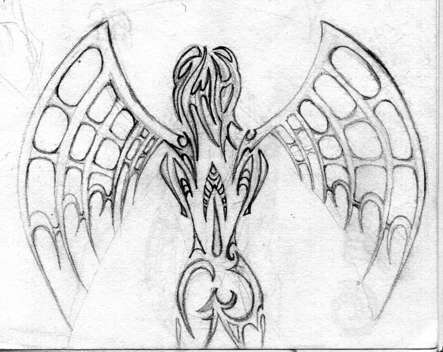 870x692 Tattoo 10 Tribal Angel By Dc74