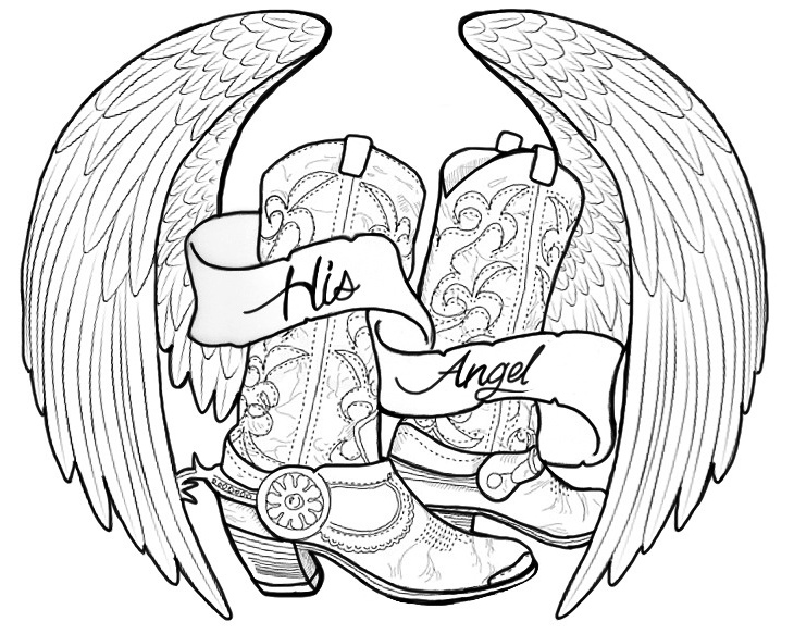 730x583 Tattoo Design (His Cowgirl Angel) By Johnnyschick