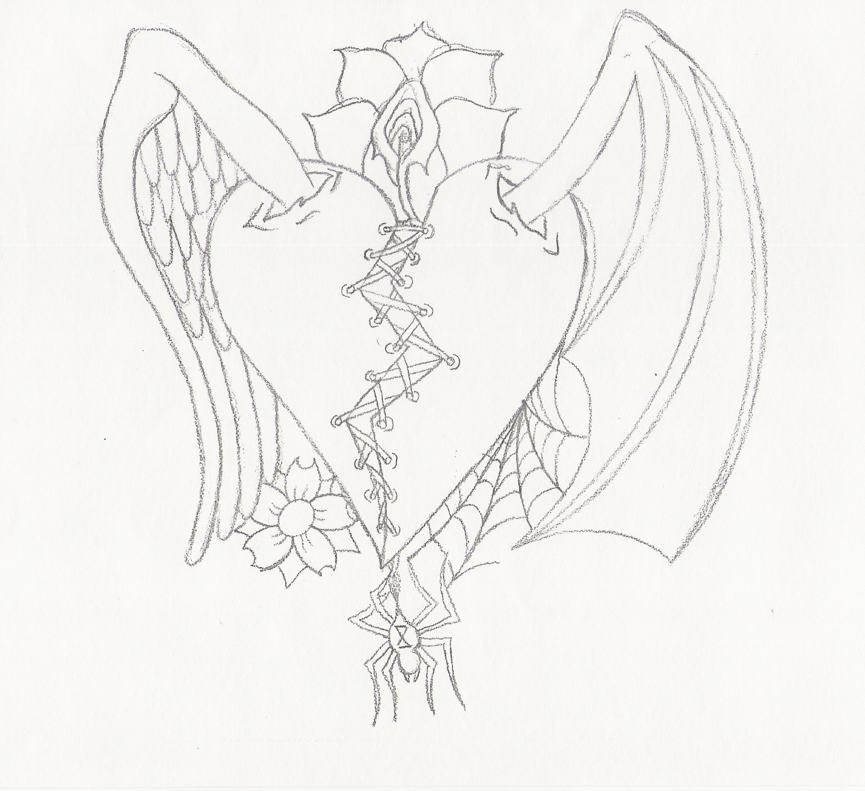 1722x1574 Good Vs. Evil Tattoo Picture Angel Outline Tattoo Heart