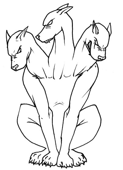 405x560 Cerberus Lineart By Demonic Angel