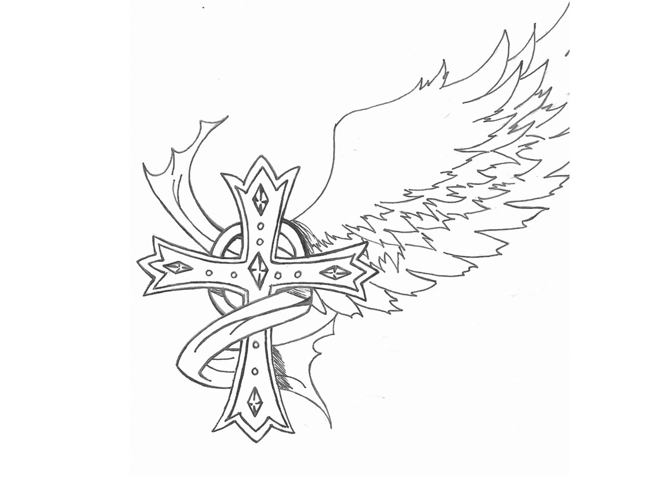 1280x960 Easy Drawings Of Crosses With Wings Free Designs