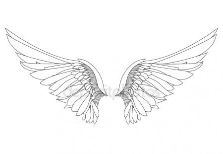 450x310 Wings. Vector Illustration On White Background. Black And White