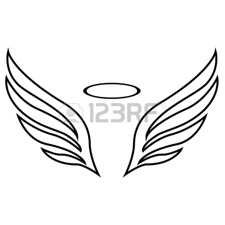 450x450 Angel White Wings Sketch Pattern. Royalty Free Cliparts, Vectors
