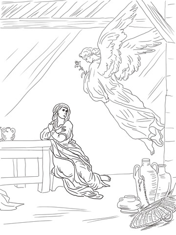 360x480 Angel Gabriel Visits Mary Coloring Page Free Printable Coloring