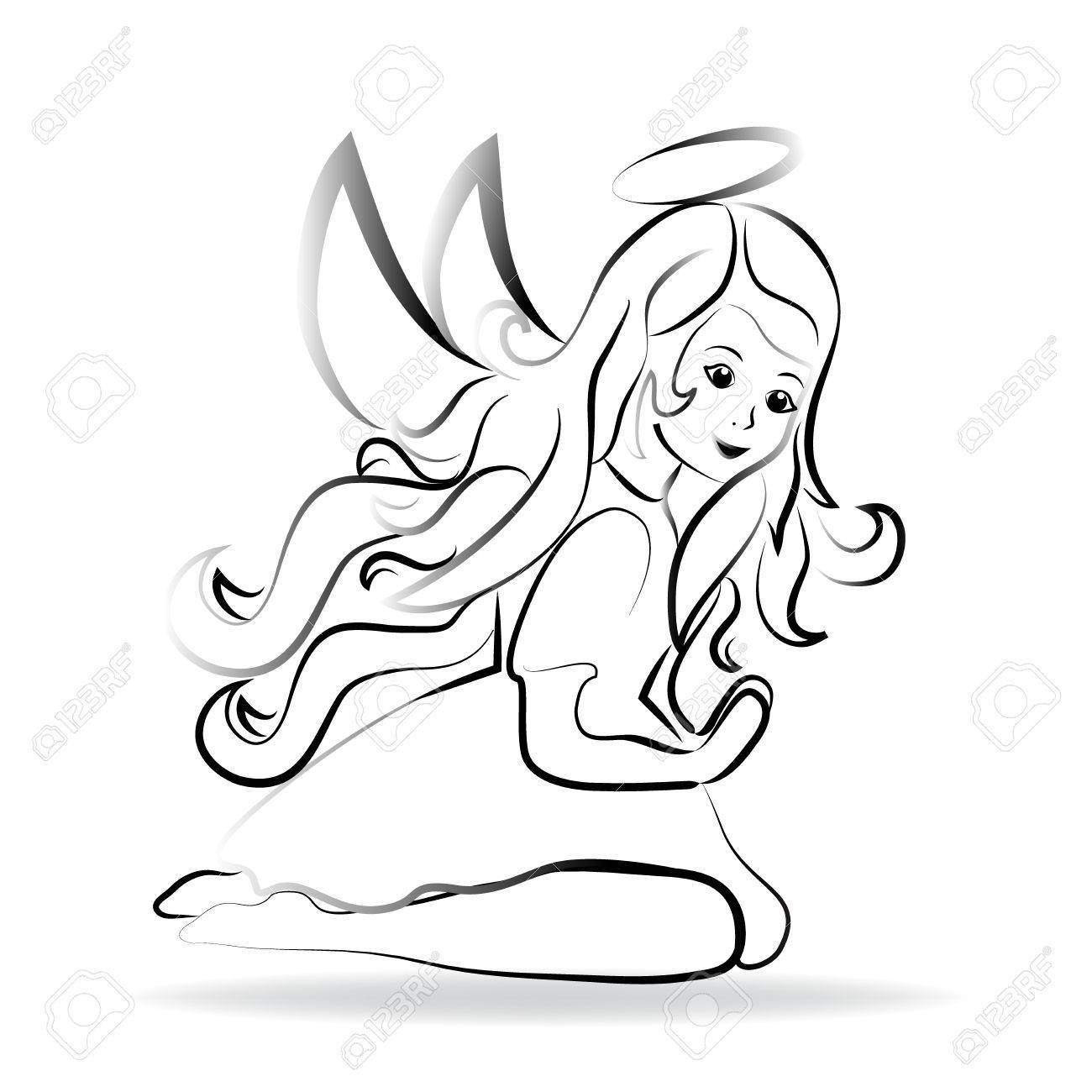 1300x1300 Angel Girl Child Logo Royalty Free Cliparts, Vectors, And Stock