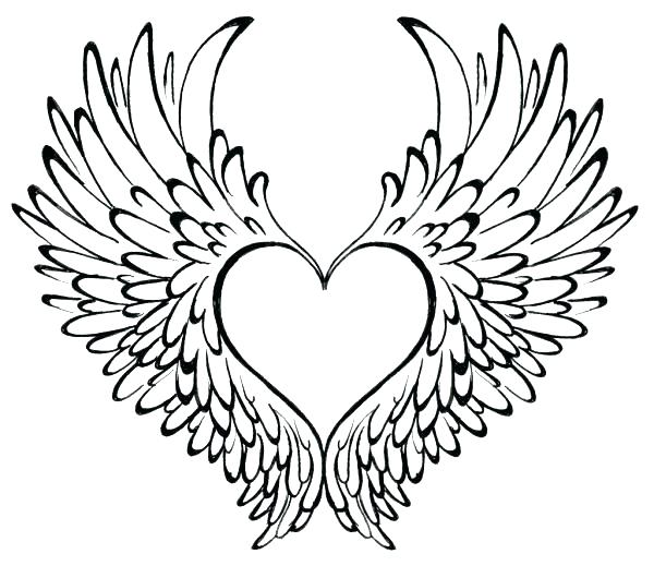 600x519 Heart Coloring Pages With Wings Coloring Pictures Of Hearts