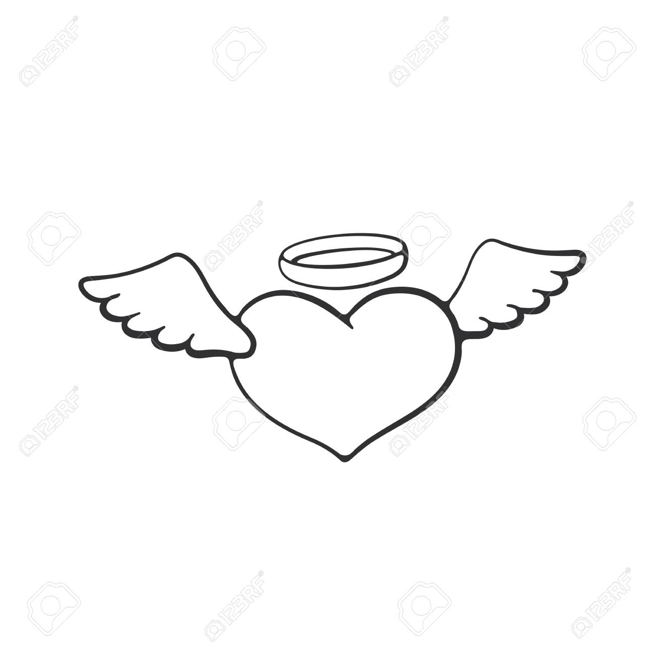 1300x1300 Vector Illustration. Valentine's Day Symbol. Angel Heart