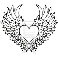 236x236 Small Angel Wings With Heart Tattoo