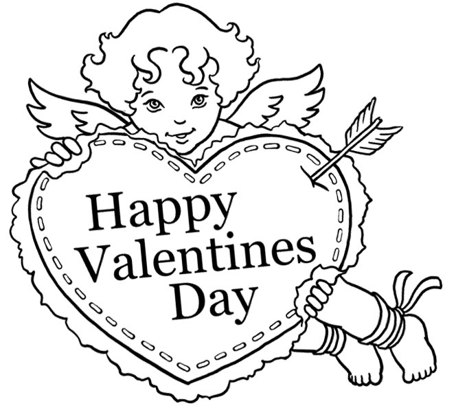 680x597 Angel Heart On Valentine's Day Brings Coloring Page Kids