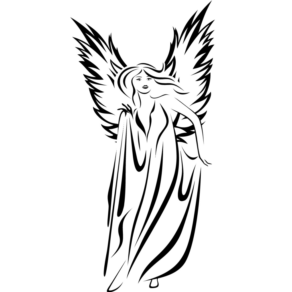 1024x1024 Drawing Of Angels Angel Line Drawing Clipartsco