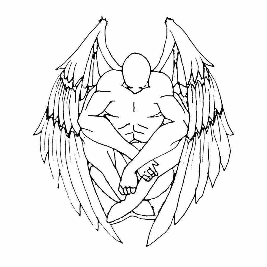 900x900 Angel Outline Tattoo Elaxsir