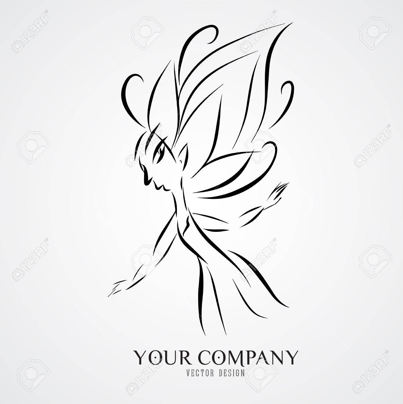 1298x1300 Angels Outline Vector Illustration, Queen, Logo Design, Butterfly