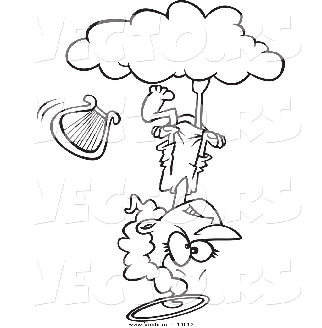 1024x1044 Vector Of A Cartoon Mad Angel Upside Down On A Cloud