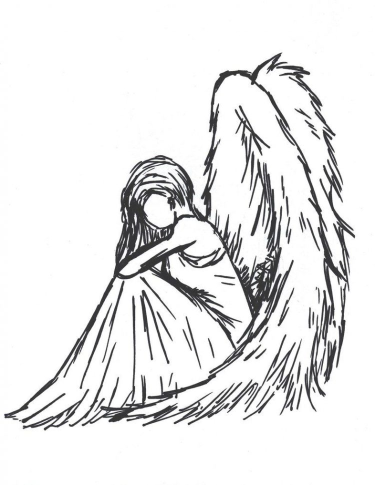 750x970 Drawing Easy Sad Angel Drawings In Conjunction With Easy Sad