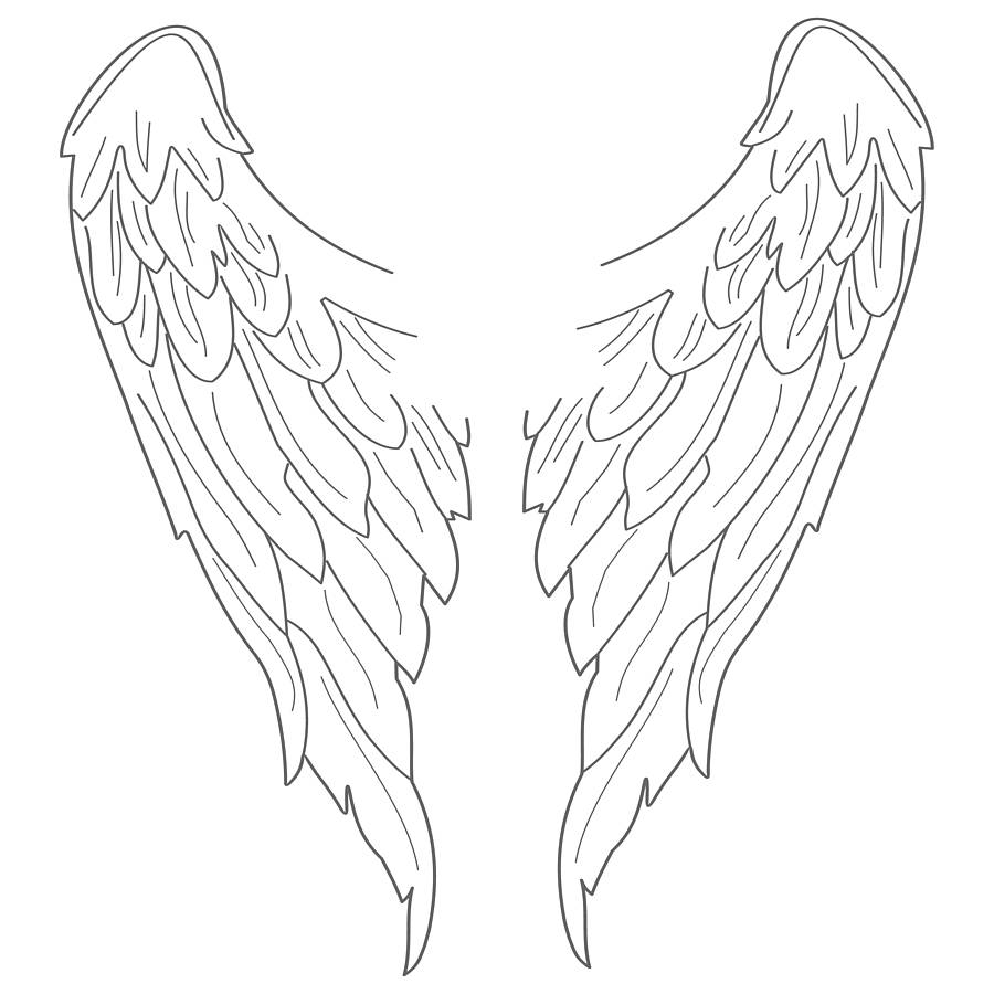 900x900 Easy To Draw Angel Wings Simple Angel Wings Drawing
