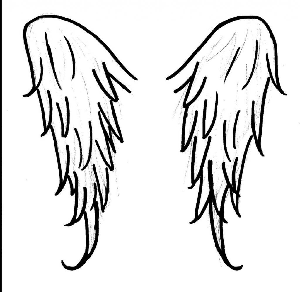 1024x996 Simple Angel Wing Drawings