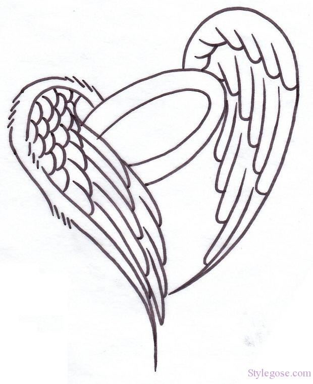 620x761 Heart Angel Wings Tattoos