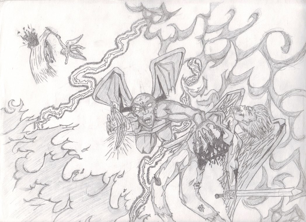 1048x762 Angel Demon Battle By Leonhart1342