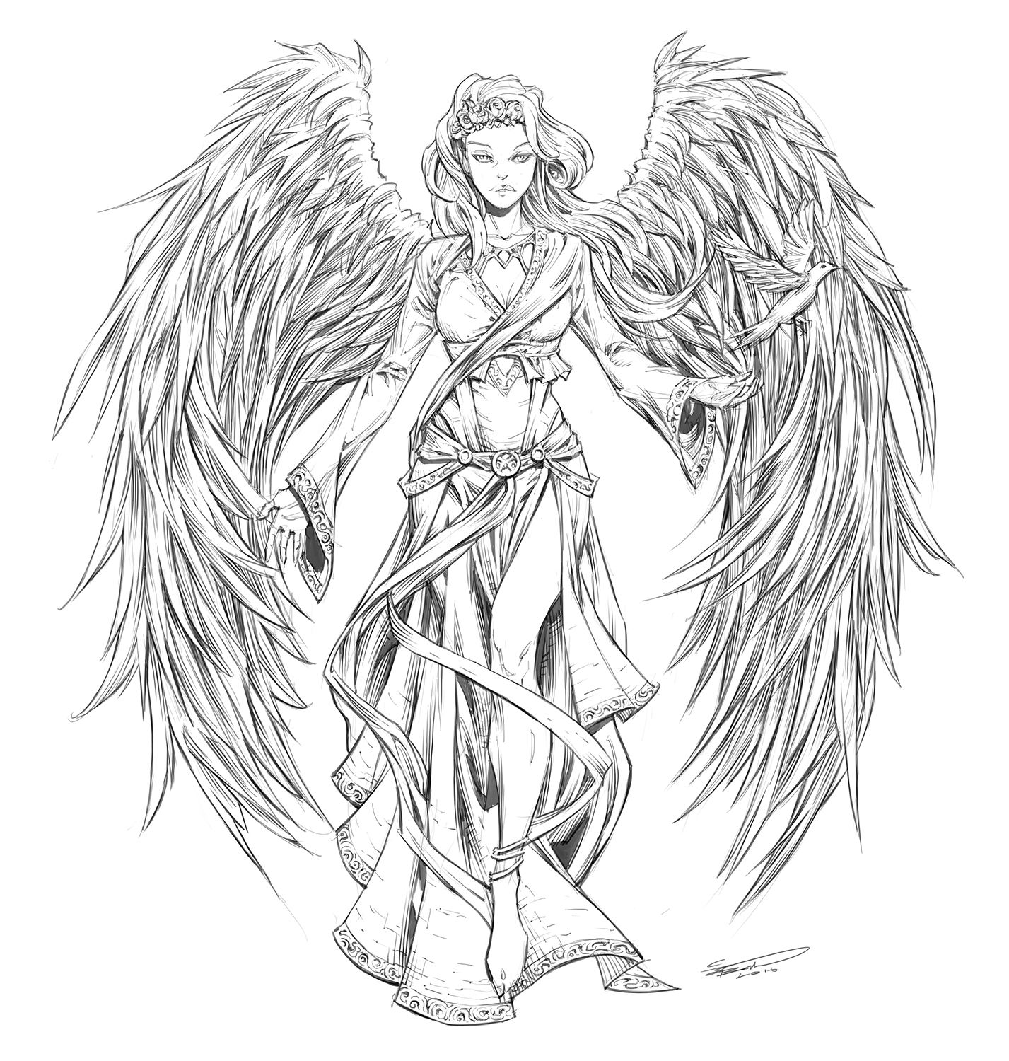 1427x1500 Angel Sketch How To Draw Comics Net