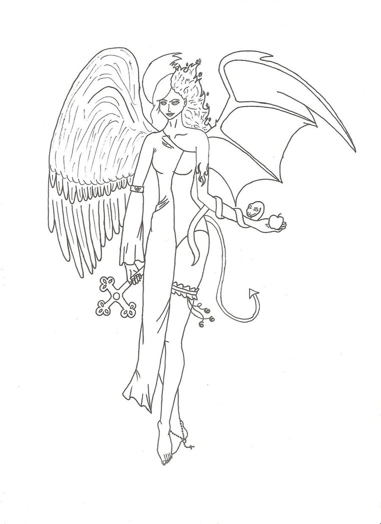 762x1048 Angel Or Devil Lineart By Katanka Chan