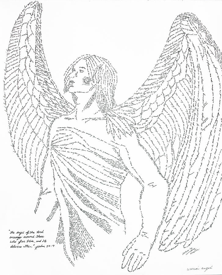 727x900 Mighty Warrior Angel Drawing By Lorraine Foster