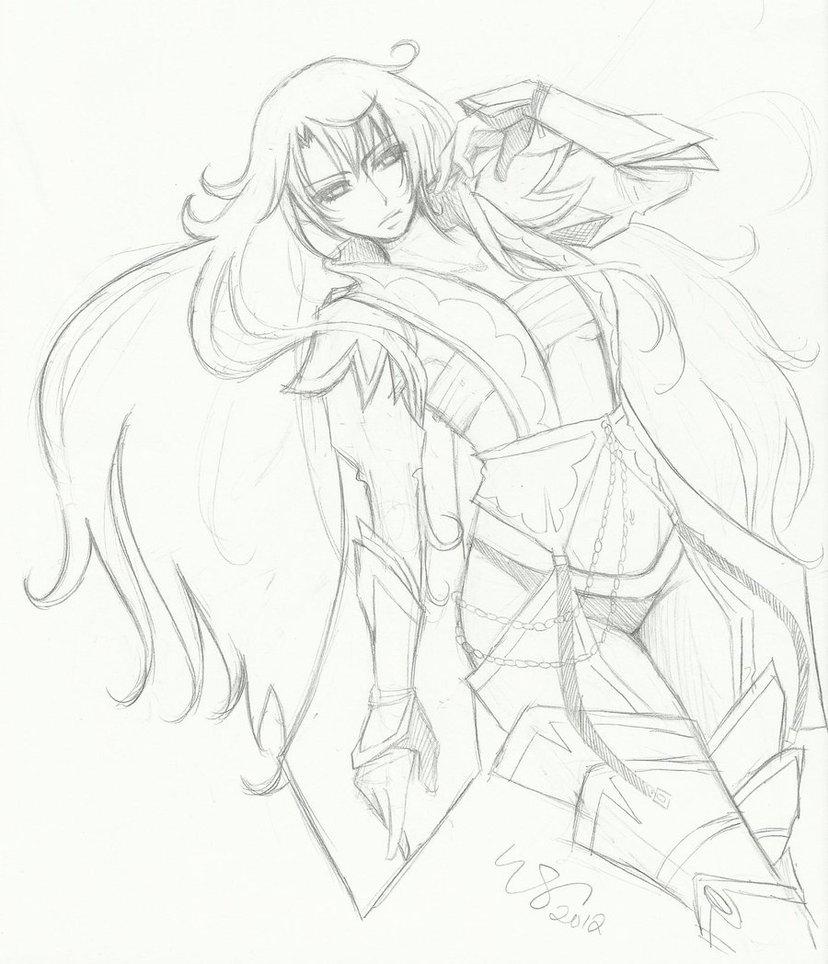 828x964 Angel Warrior Sketch By Wangsterr