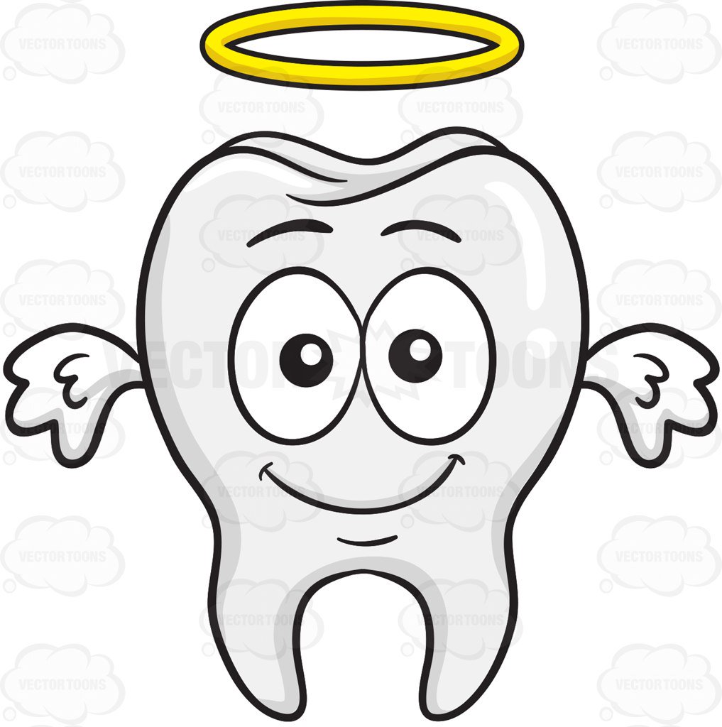 1017x1024 Angelic Looking Tooth With Halo And Wings Cartoon Clipart