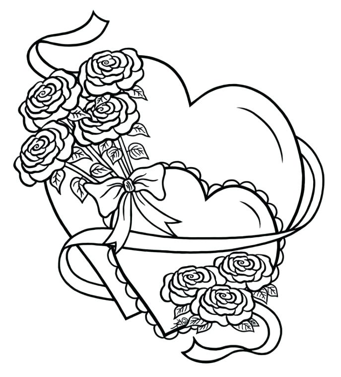 687x758 Hearts With Wings And Halo Coloring Pages Roses For Com Adults
