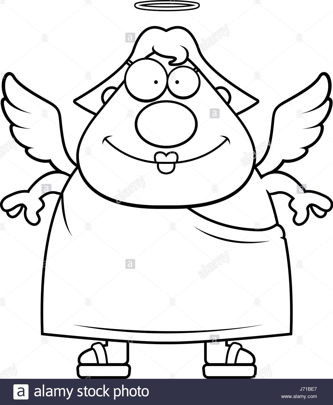 1145x1390 A Happy Cartoon Woman With Angel Wings And Halo Stock Vector Art