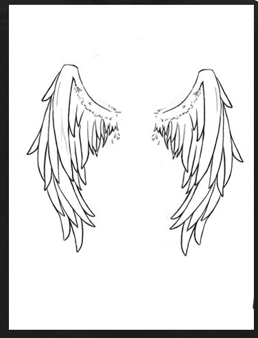 376x492 Small Black Outline Angel Wings Tattoo Design