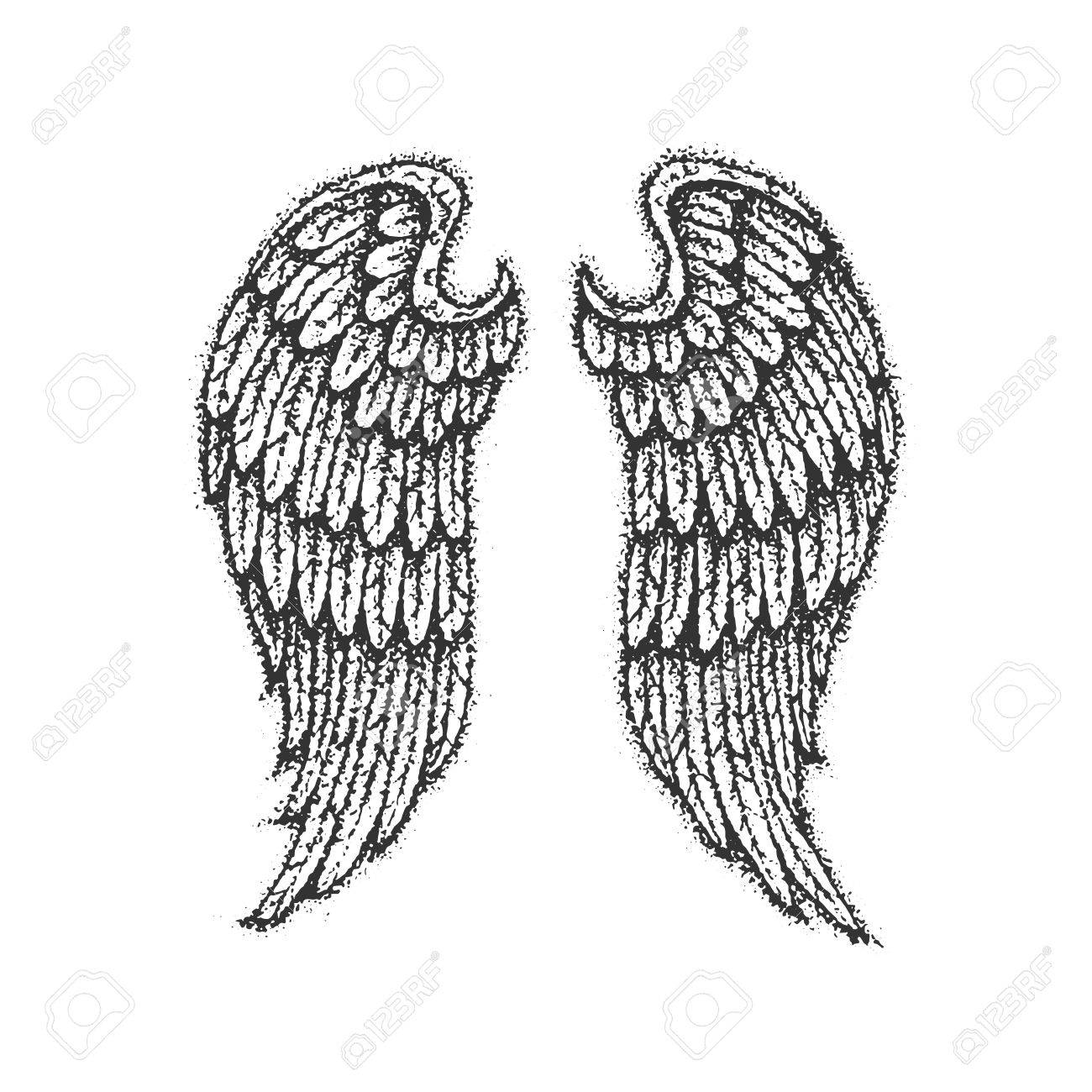 1300x1300 Dotwork Angel Wings Royalty Free Cliparts, Vectors, And Stock