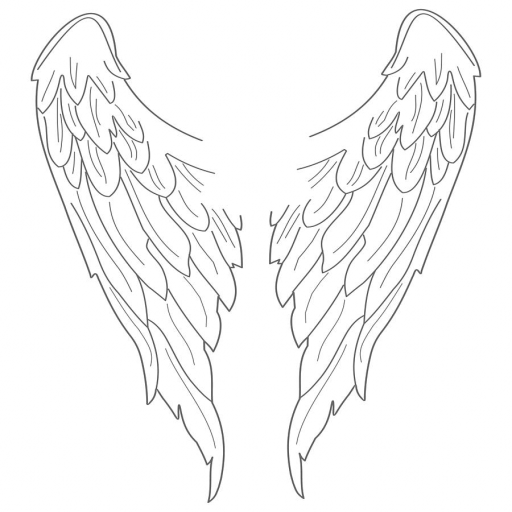 1024x1024 Drawing Of Angel Wings